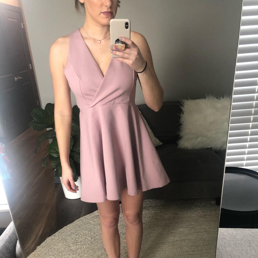Trac Dusty Rose Skater Skirt Cocktail Dress